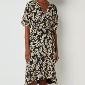 ba&sh Tabby Dress | Black/Beige Leaf Print | Size 1 (Small/US 4)